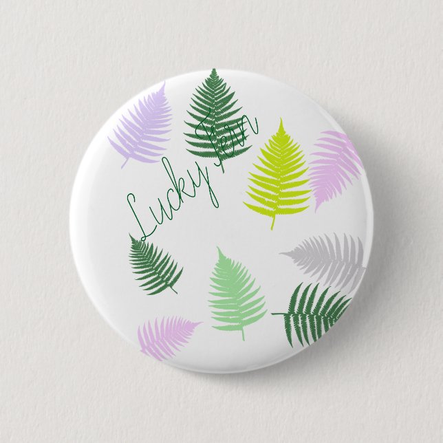 Pastel Colours Lucky Fern 6 Cm Round Badge (Front)