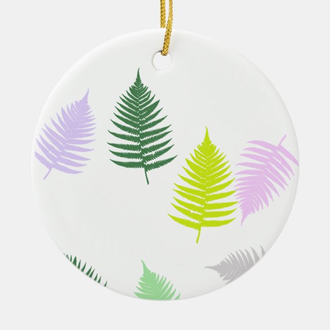 Pastel Colours Lucky Fern Ceramic Tree Decoration (Front)
