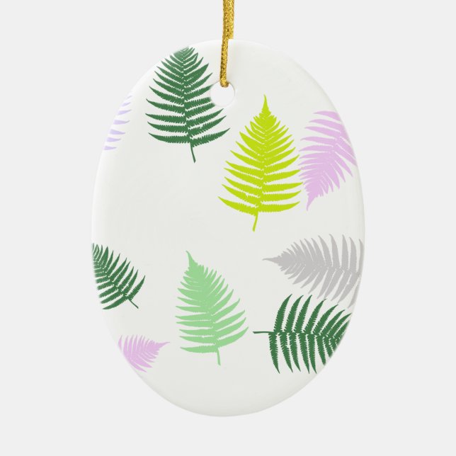Pastel Colours Lucky Fern Ceramic Tree Decoration (Front)
