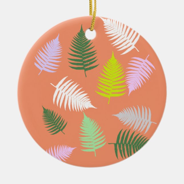 Pastel Colours Lucky Fern Ceramic Tree Decoration (Front)