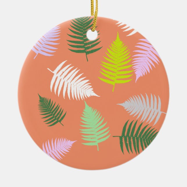 Pastel Colours Lucky Fern Ceramic Tree Decoration (Front)