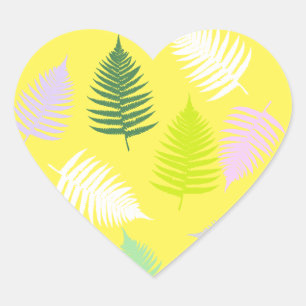 Pastel Colours Lucky Fern Heart Sticker