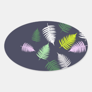 Pastel Colours Lucky Fern Oval Sticker