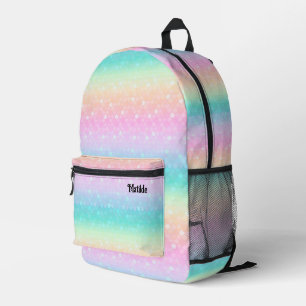 pastel colours mermaid design printed backpack