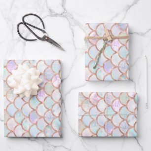 Pastel Colours Mermaid Scales Pattern Wrapping Paper Sheet