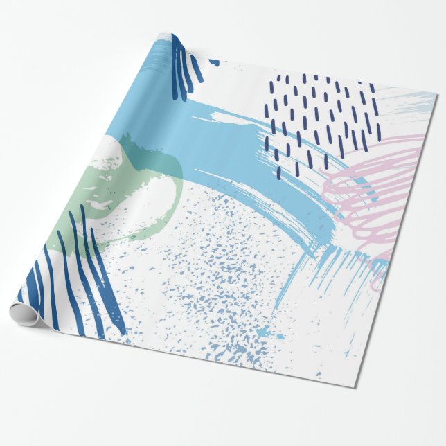 Pastel Colours Modern Geometric Pattern Wrapping Paper (Unrolled)
