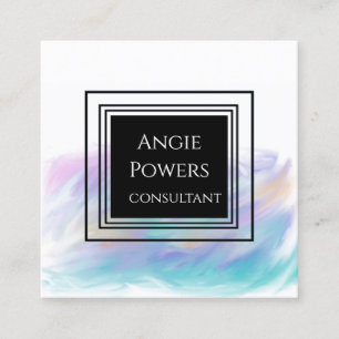 pastel colours painted elegant abstract custom square business card