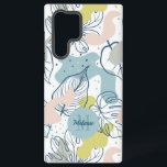 Pastel colours Palm leaves and organic shapes Samsung Galaxy Case<br><div class="desc">Pastel colours tropical palm leaves with organic shapes in a seamless pattern with a white background. Optional monogram.</div>