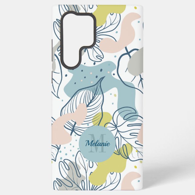 Pastel colours Palm leaves and organic shapes Samsung Galaxy S22 Ultra Case (Back)