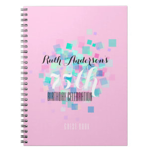 Pastel Colours Pink 75th Birthday Party Guest Book