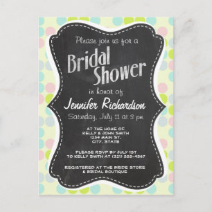Pastel Colours, Polka Dot; Vintage Chalkboard Invitation Postcard
