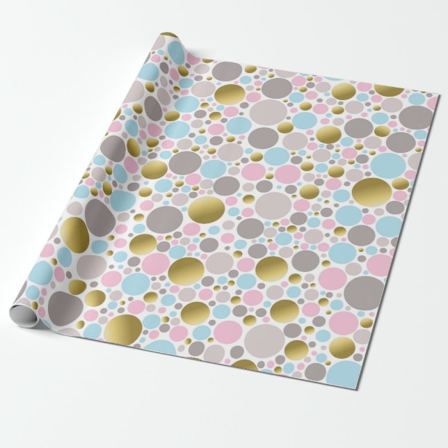 Pastel colours popcorn dots pattern wrapping paper (Unrolled)