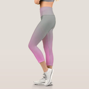 Pastel Colours Positive Vibes Pale Grey Pink Capri Leggings