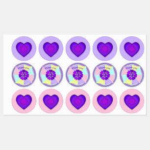 Pastel colours & purple hearts beating