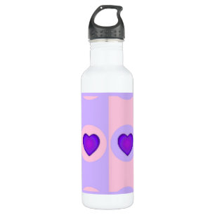 Pastel colours & purple hearts beating 710 ml water bottle