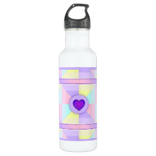 Pastel colours & purple hearts beating 710 ml water bottle