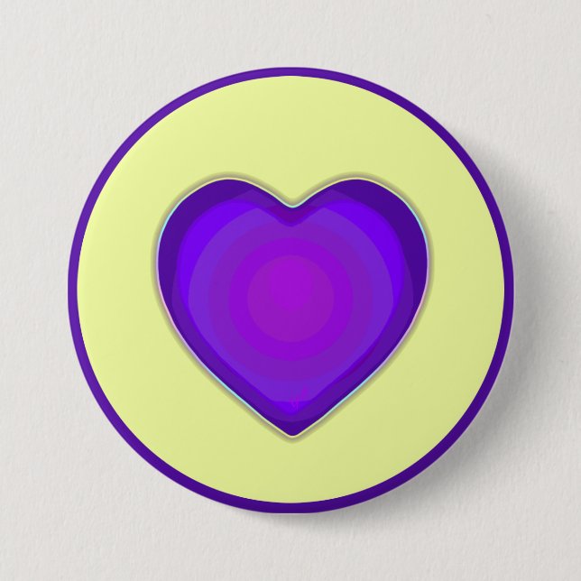 Pastel colours & purple hearts beating 7.5 cm round badge (Front)