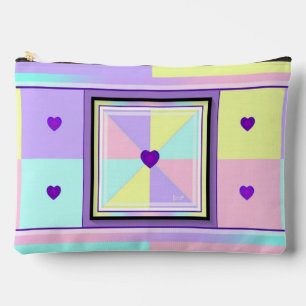 pastel colours & purple hearts beating accessory pouch