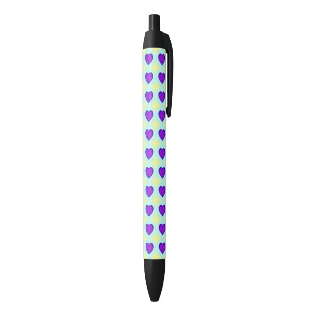 Pastel colours & purple hearts beating black ink pen (Bottom (Vertical))