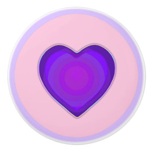 Pastel colours & purple hearts beating ceramic knob