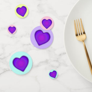 Pastel colours & purple hearts beating confetti