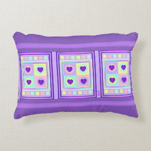 Pastel colours & purple hearts beating decorative cushion
