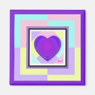 Pastel colours & purple hearts beating magnet