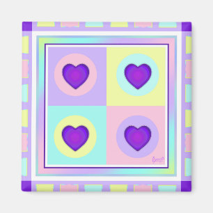 Pastel colours & purple hearts beating magnet