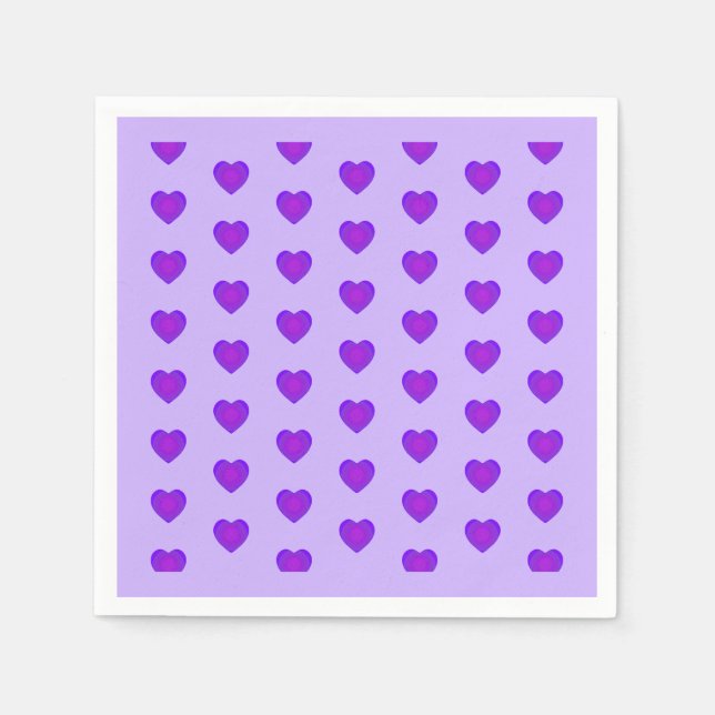 Pastel colours & purple hearts beating napkin (Front)