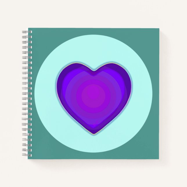 Pastel colours & purple hearts beating notebook (Front)