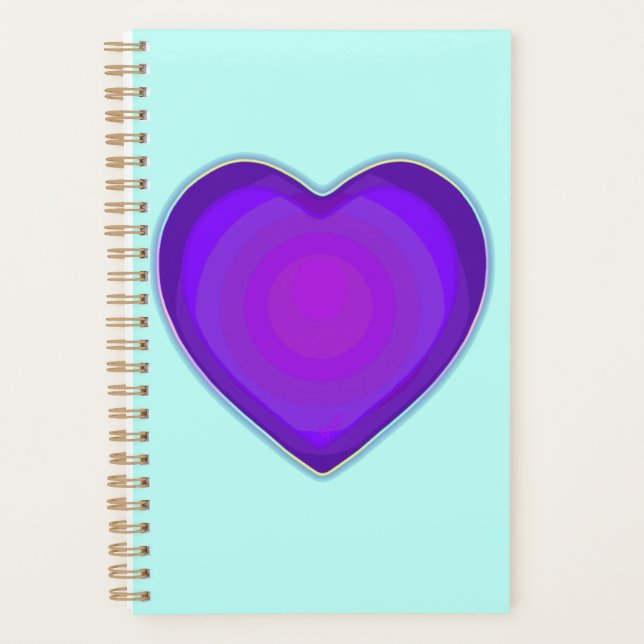 Pastel colours & purple hearts beating planner (Front)