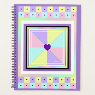 Pastel colours & purple hearts beating planner