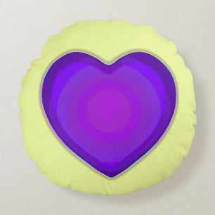 Pastel colours & purple hearts beating round cushion
