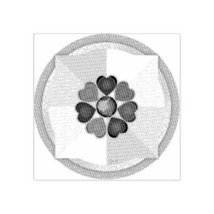 Pastel colours & purple hearts beating rubber stamp