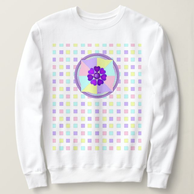 Pastel colours & purple hearts beating sweatshirt (Design Front)