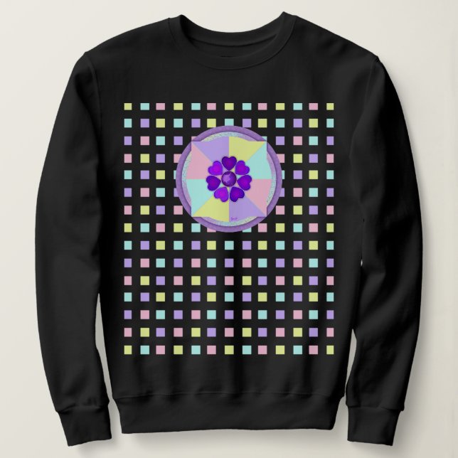 Pastel colours & purple hearts beating sweatshirt (Design Front)