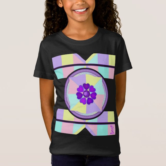 Pastel colours & purple hearts beating T-Shirt (Front)