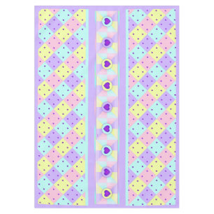 Pastel colours & purple hearts beating tablecloth