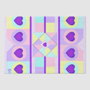 Pastel colours & purple hearts beating tissue paper