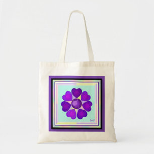 Pastel colours & purple hearts beating tote bag