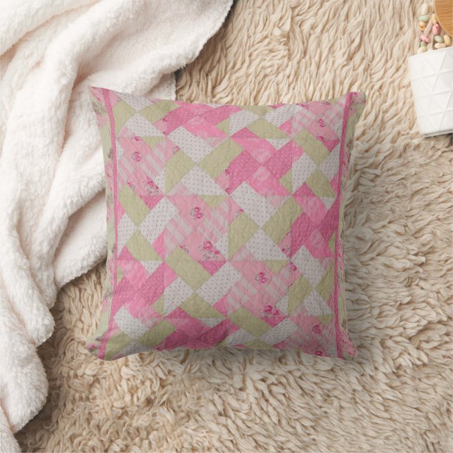 Pastel Colours Quilt Pattern Throw Pillow (Blanket)