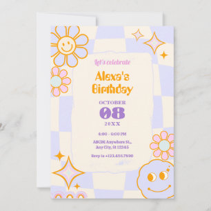 Pastel Colours Retro Groovy birthday  Invitation