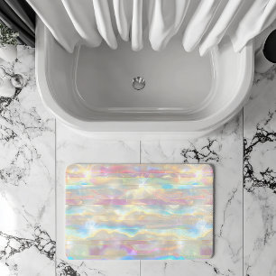 Pastel Colours Shimmering Iridescent Stripes Patte Bath Mat
