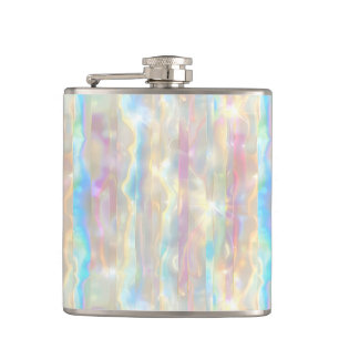 Pastel Colours Shimmering Iridescent Stripes Patte Hip Flask