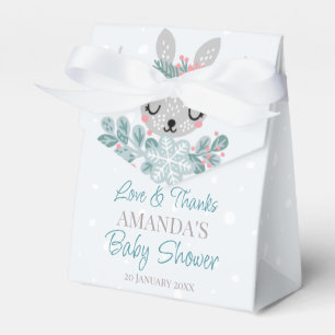 Pastel colours snowy winter bunny baby shower  favour box