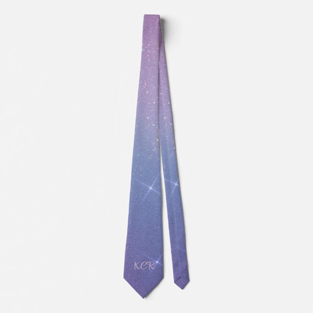 Pastel Colours Sparkle Shine Monogrammed Initials Tie (Front)