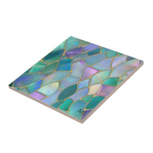 Pastel colours stained glass mosaic pattern tile