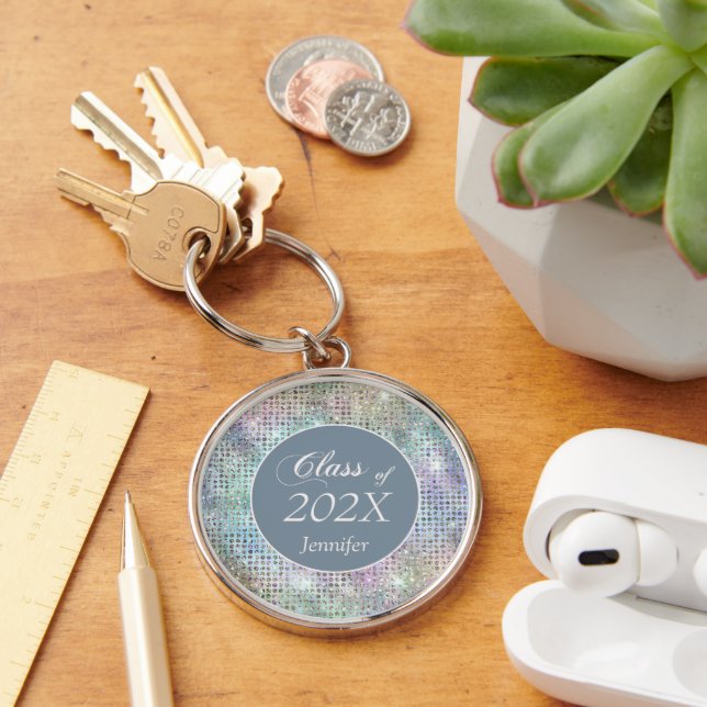 Pastel Colours Star Shimmer Graduation Keychain (Desk)