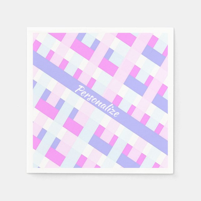 Pastel Colours Summer Spring Stripes Personalise Napkin (Front)