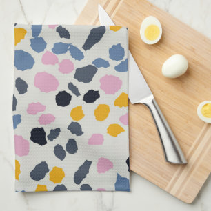 Pastel colours terrazzo abstract pattern tea towel